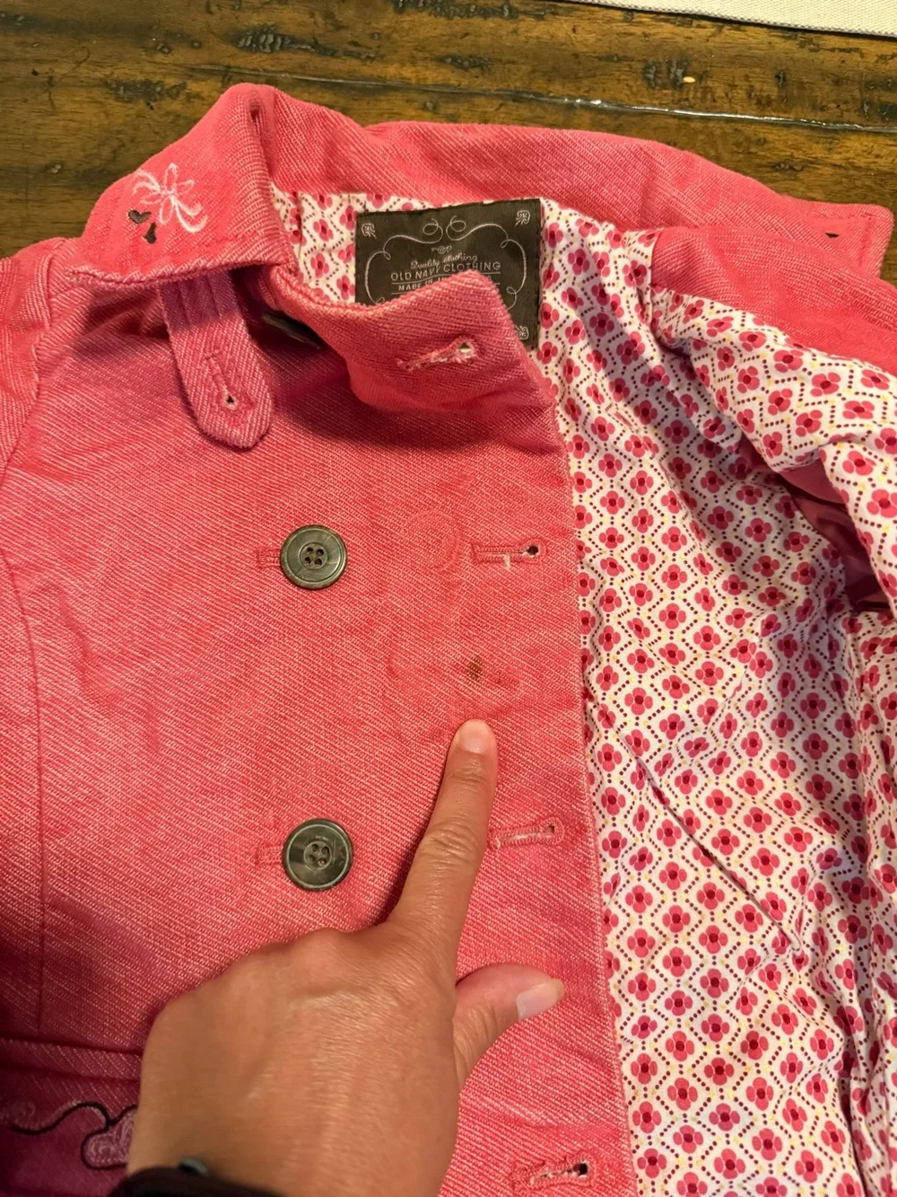 Girls' Pink Double-Breasted Corduroy Coat